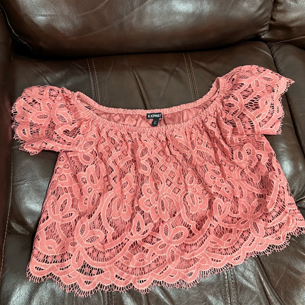 Express Coral Lace Blouse